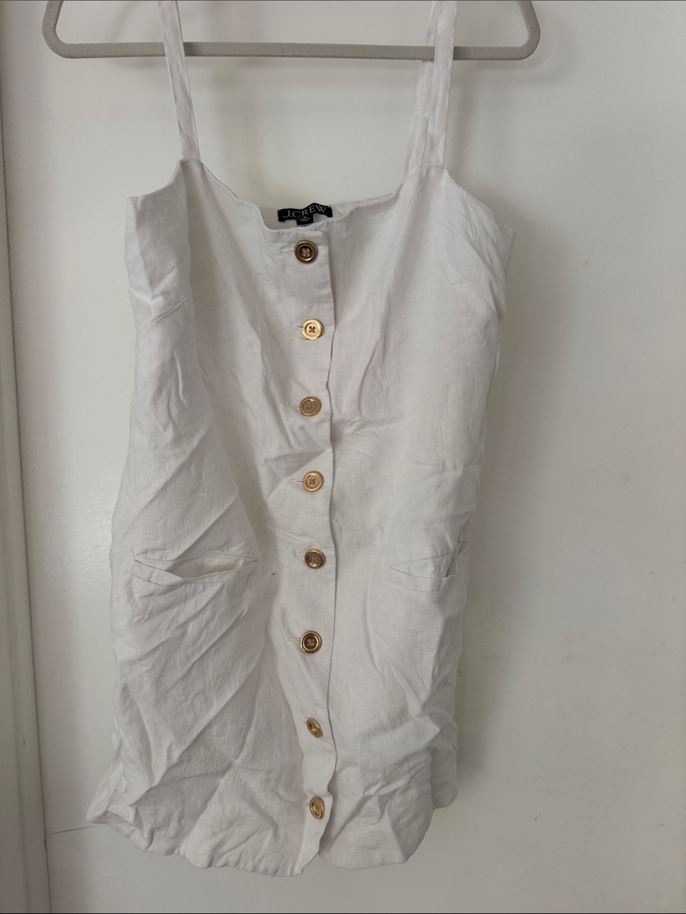 J. Crew White linen Button-Front Mini Dress